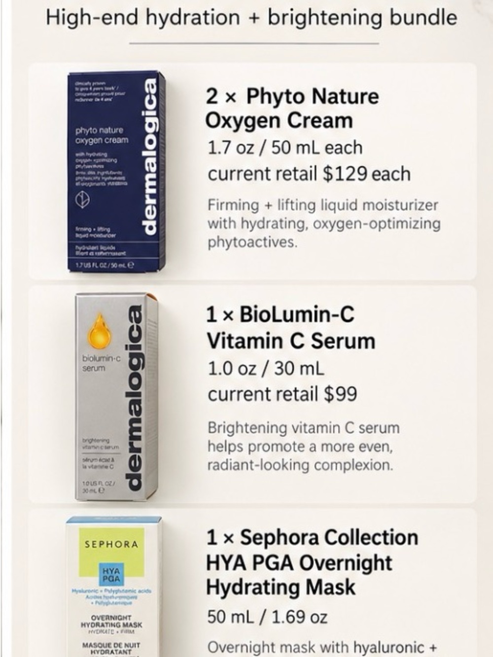 ✨ NEW Dermalogica Phyto Nature Oxygen Cream BioLumin-C 4pc Skincare Bundle - Picture 2 of 6